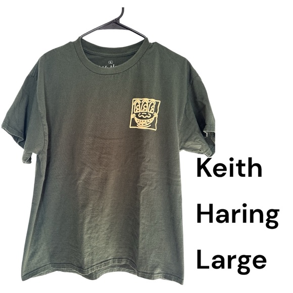 Keith Haring Graphic Tee Men’s Large Green T-Shirt - Picture 1 of 3